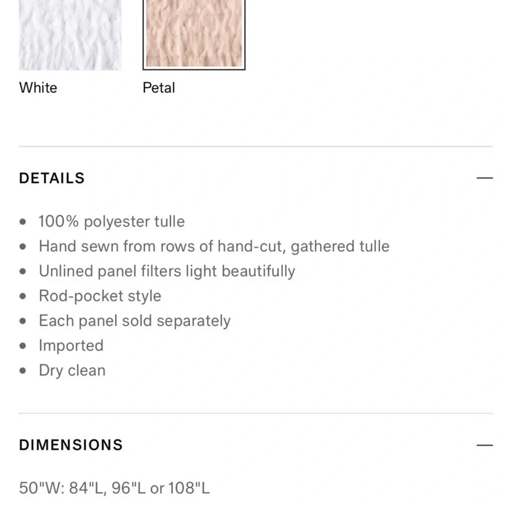 RH Baby & Child, Cascading Tulle Drapery Panel, Petal (Set Of 2)